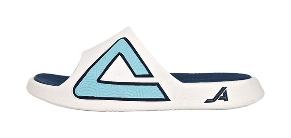 PEAK Tai Ji1.0 Quiet, Slip Resistant, Odor Resistant Slide Slippers Unisex Ecru Light Blue 