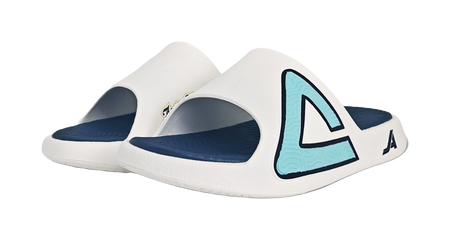 PEAK Tai Ji1.0 Quiet, Slip Resistant, Odor Resistant Slide Slippers Unisex Ecru Light Blue 