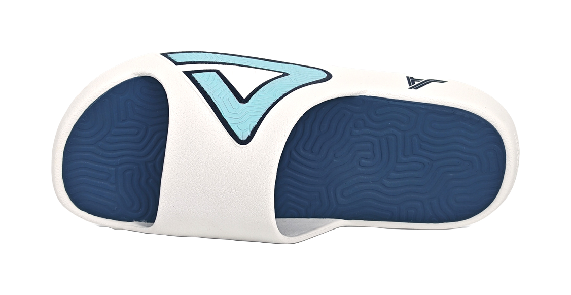 PEAK Tai Ji1.0 Quiet, Slip Resistant, Odor Resistant Slide Slippers Unisex Ecru Light Blue 