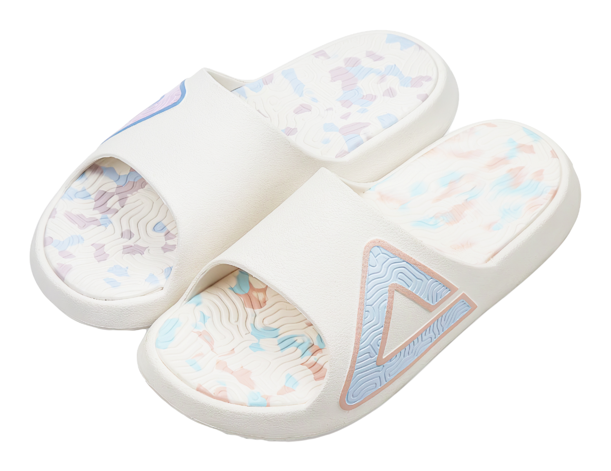 PEAK Tai Ji1.0 Quiet, Slip Resistant, Odor Resistant Slide Slippers Unisex Pink Blue Mismatched 