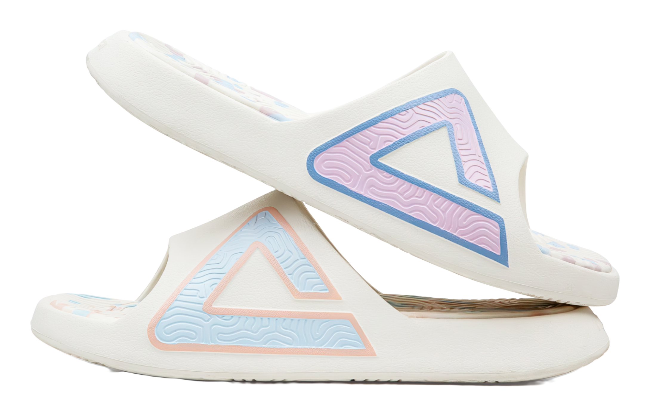 PEAK Tai Ji1.0 Quiet, Slip Resistant, Odor Resistant Slide Slippers Unisex Pink Blue Mismatched 