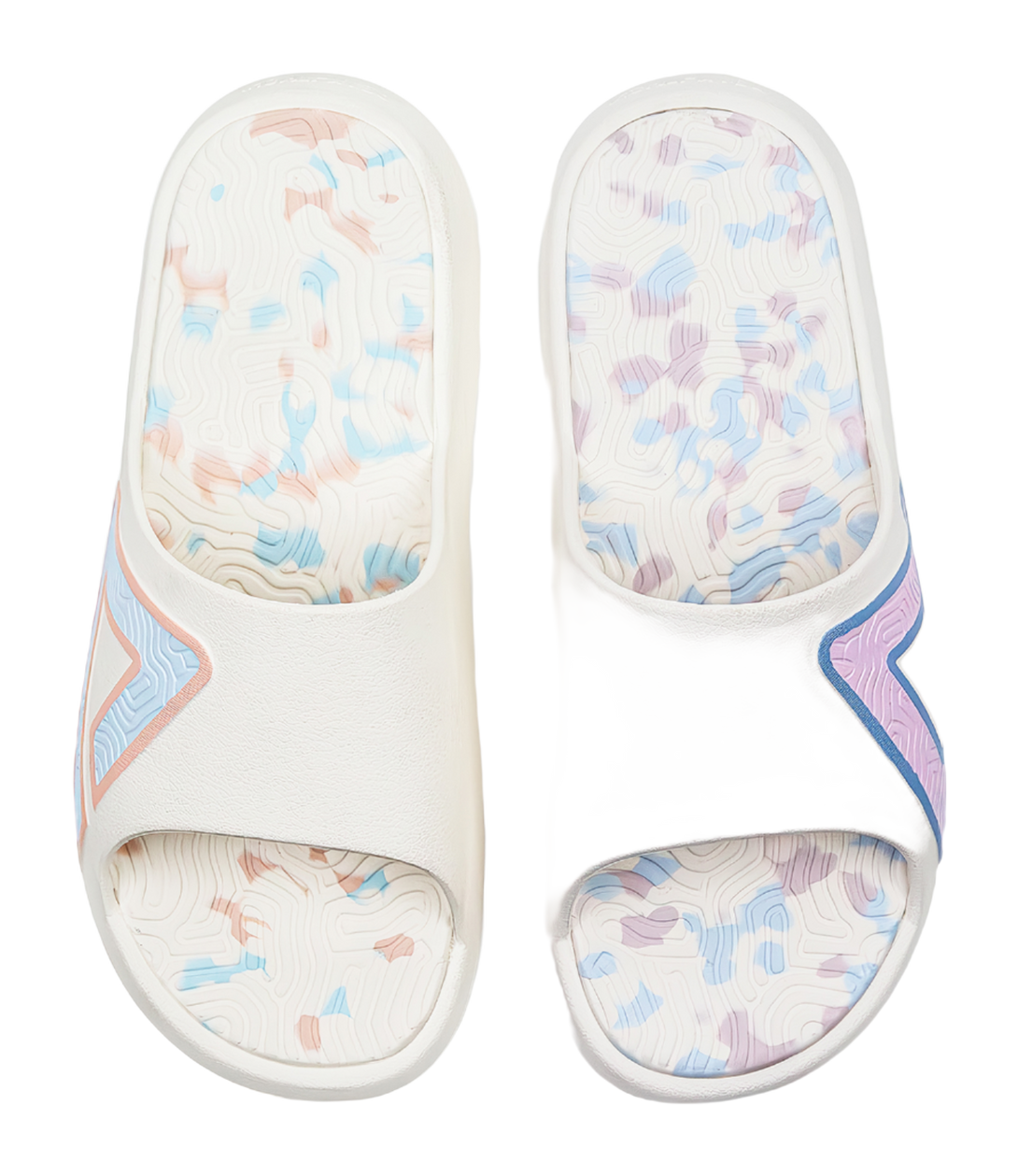 PEAK Tai Ji1.0 Quiet, Slip Resistant, Odor Resistant Slide Slippers Unisex Pink Blue Mismatched 