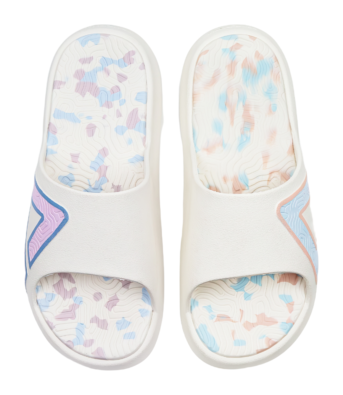 PEAK Tai Ji1.0 Quiet, Slip Resistant, Odor Resistant Slide Slippers Unisex Pink Blue Mismatched 