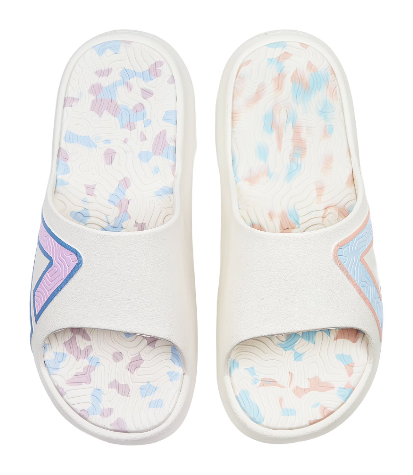 PEAK Tai Ji1.0 Quiet, Slip Resistant, Odor Resistant Slide Slippers Unisex Pink Blue Mismatched 