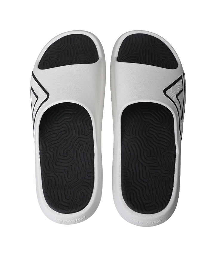 PEAK Tai Ji1.0 Slip-Resistant Abrasion-Resistant Cushioning Slide Slippers Men's Super-Light White Black 