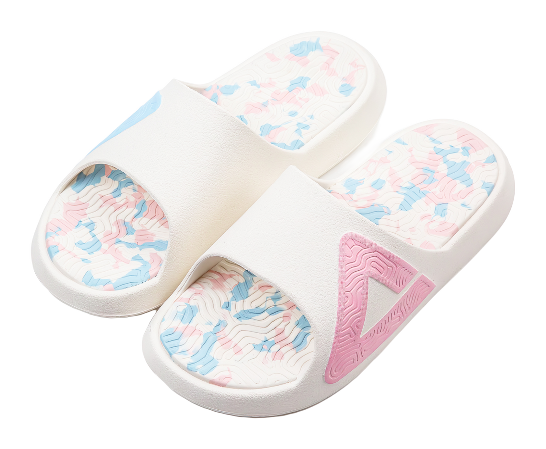 PEAK Tai Ji1.0 Slip Resistant Abrasion Resistant Cushioning Slide Slippers Unisex Pink Blue Mismatched 