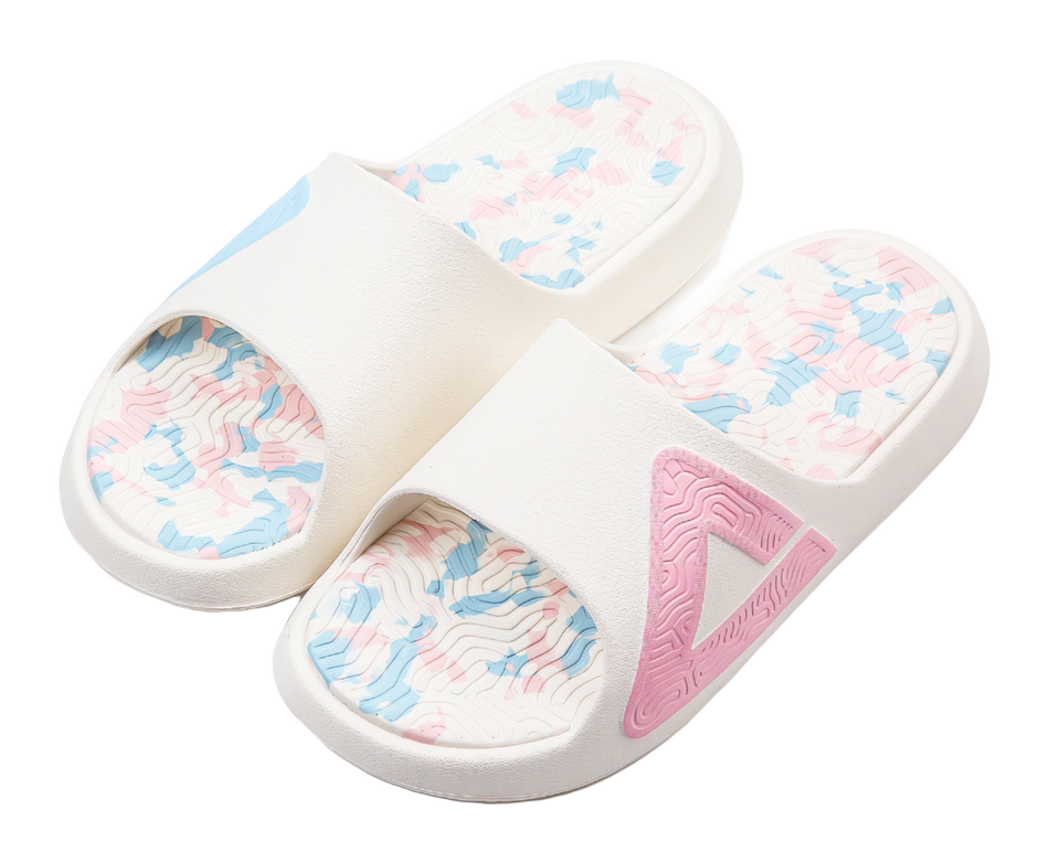 PEAK Tai Ji1.0 Slip Resistant Abrasion Resistant Cushioning Slide Slippers Unisex Pink Blue Mismatched 