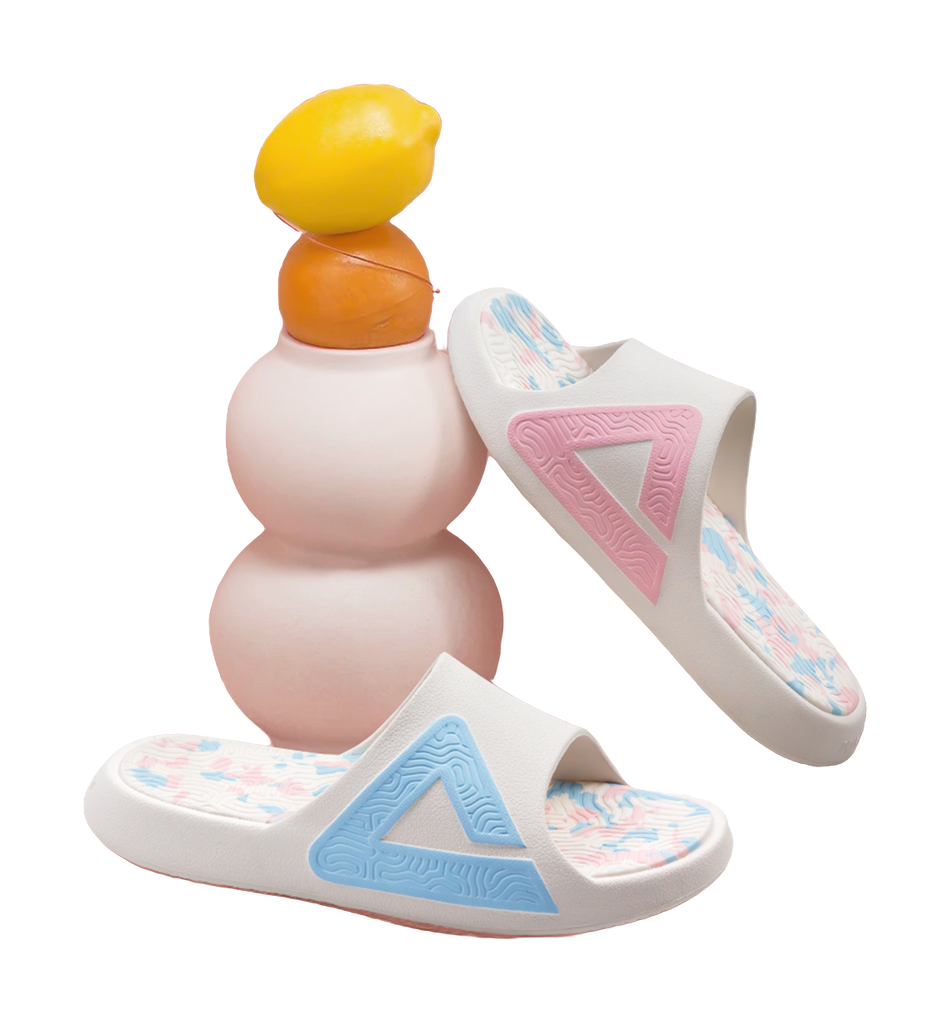 PEAK Tai Ji1.0 Slip Resistant Abrasion Resistant Cushioning Slide Slippers Unisex Pink Blue Mismatched 