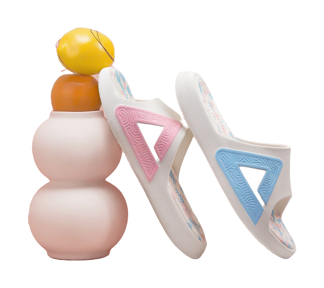 PEAK Tai Ji1.0 Slip Resistant Abrasion Resistant Cushioning Slide Slippers Unisex Pink Blue Mismatched 