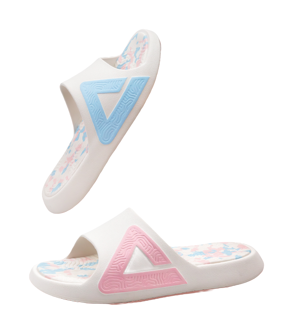PEAK Tai Ji1.0 Slip Resistant Abrasion Resistant Cushioning Slide Slippers Unisex Pink Blue Mismatched 