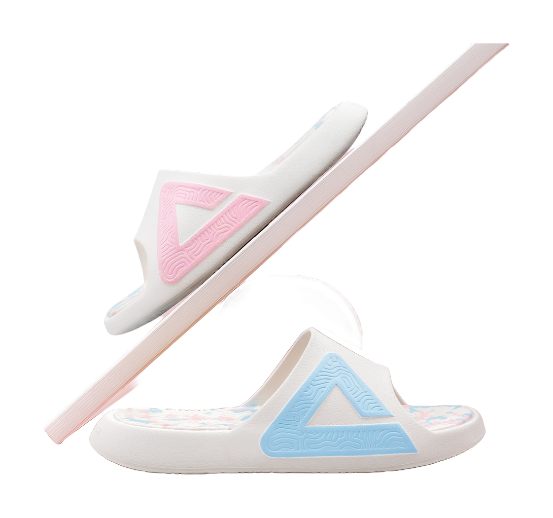 PEAK Tai Ji1.0 Slip Resistant Abrasion Resistant Cushioning Slide Slippers Unisex Pink Blue Mismatched 