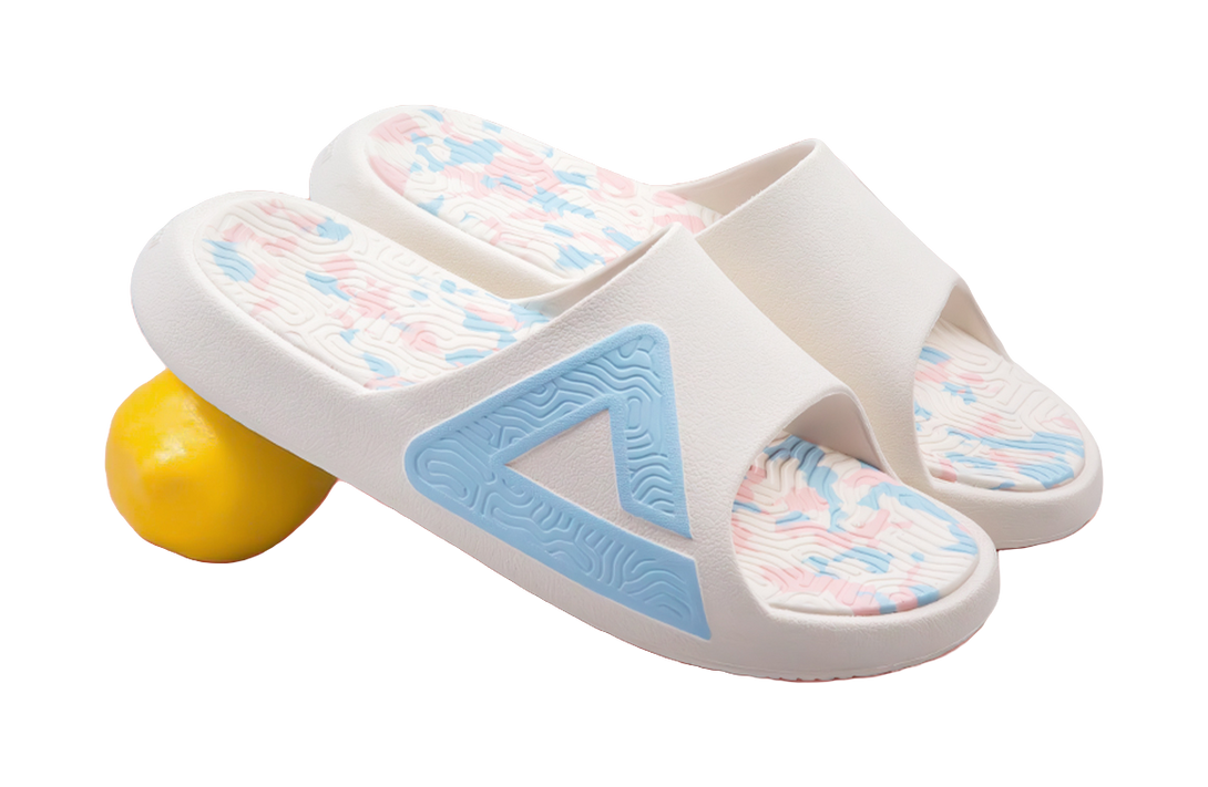 PEAK Tai Ji1.0 Slip Resistant Abrasion Resistant Cushioning Slide Slippers Unisex Pink Blue Mismatched 