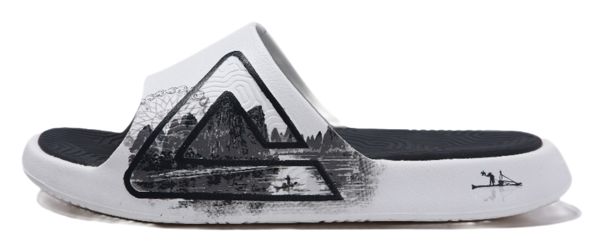 PEAK Tai Ji2.0 Slip Resistant Odor Resistant Abrasion Resistant Slide Slippers Unisex Ivory Dark Gray 