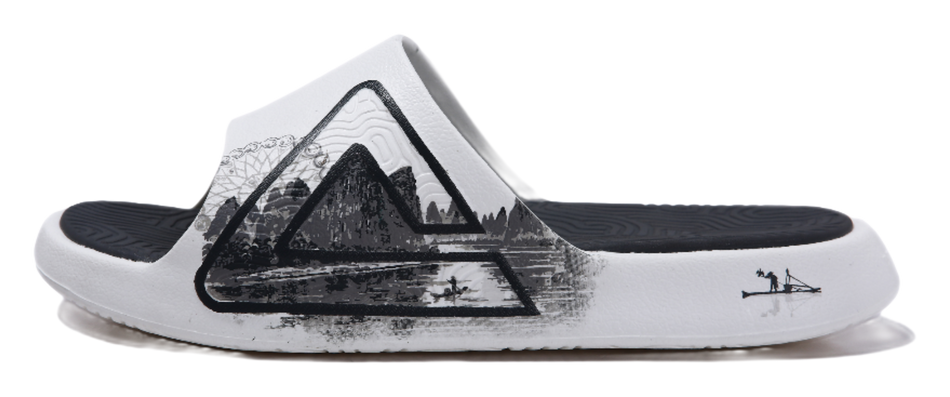 PEAK Tai Ji2.0 Slip Resistant Odor Resistant Abrasion Resistant Slide Slippers Unisex Ivory Dark Gray 