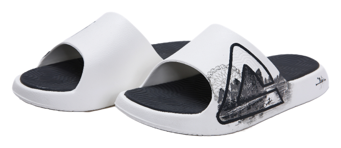 PEAK Tai Ji2.0 Slip Resistant Odor Resistant Abrasion Resistant Slide Slippers Unisex Ivory Dark Gray 