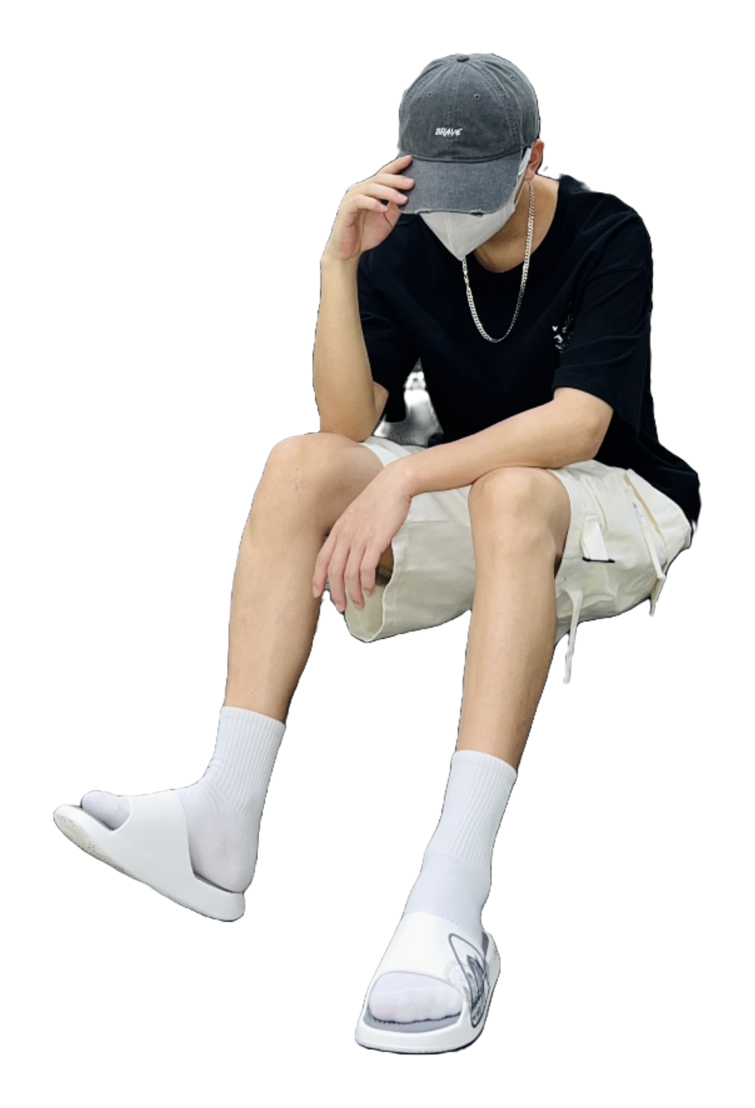 PEAK Tai Ji2.0 Slip Resistant Odor Resistant Abrasion Resistant Slide Slippers Unisex Ivory Dark Gray 