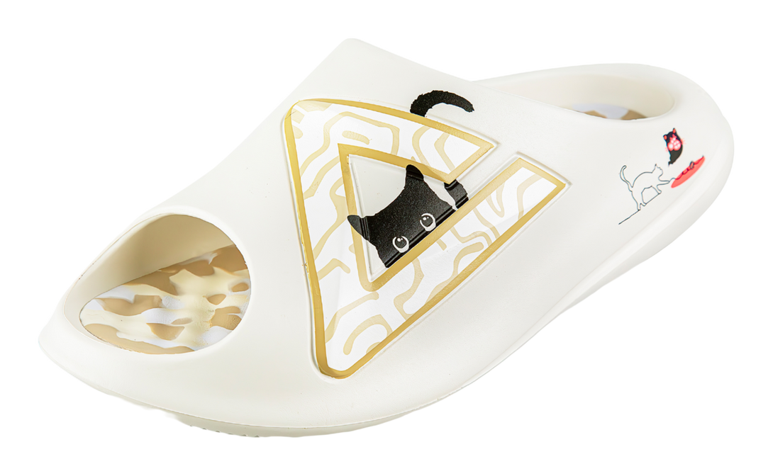 PEAK Very Small Fat Drag Cushioning Slip Resistant Abrasion Resistant Quiet Slide Slippers Unisex Canvas White 