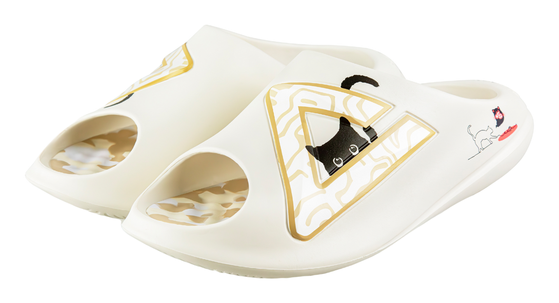 PEAK Very Small Fat Drag Cushioning Slip Resistant Abrasion Resistant Quiet Slide Slippers Unisex Canvas White 