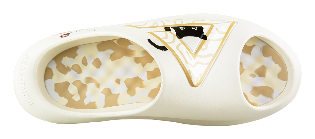 PEAK Very Small Fat Drag Cushioning Slip Resistant Abrasion Resistant Quiet Slide Slippers Unisex Canvas White 