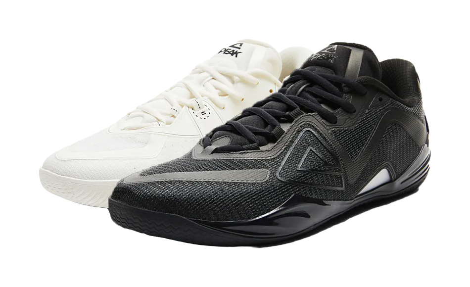 PEAK Wushuang Slip Resistant, Abrasion Resistant, Breathable Low Top Basketball Shoes Mens Black And White Mismatched  vjsneaker.com