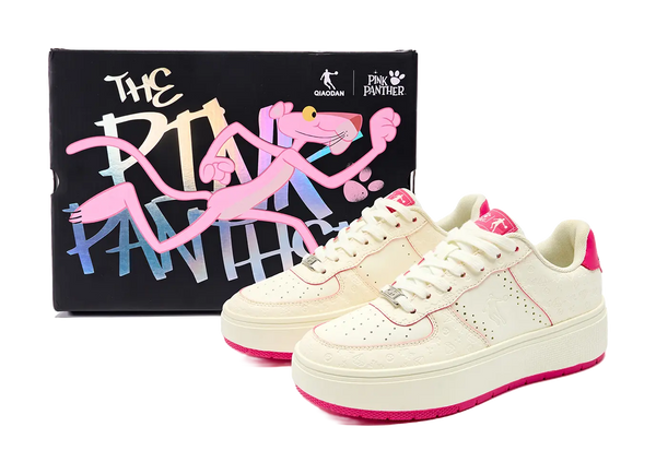 PINK PANTHER x QIAODAN Abrasion Resistant Slip Resistant Low Top Skateboard Shoes Women's Ivory White Smart Powder 