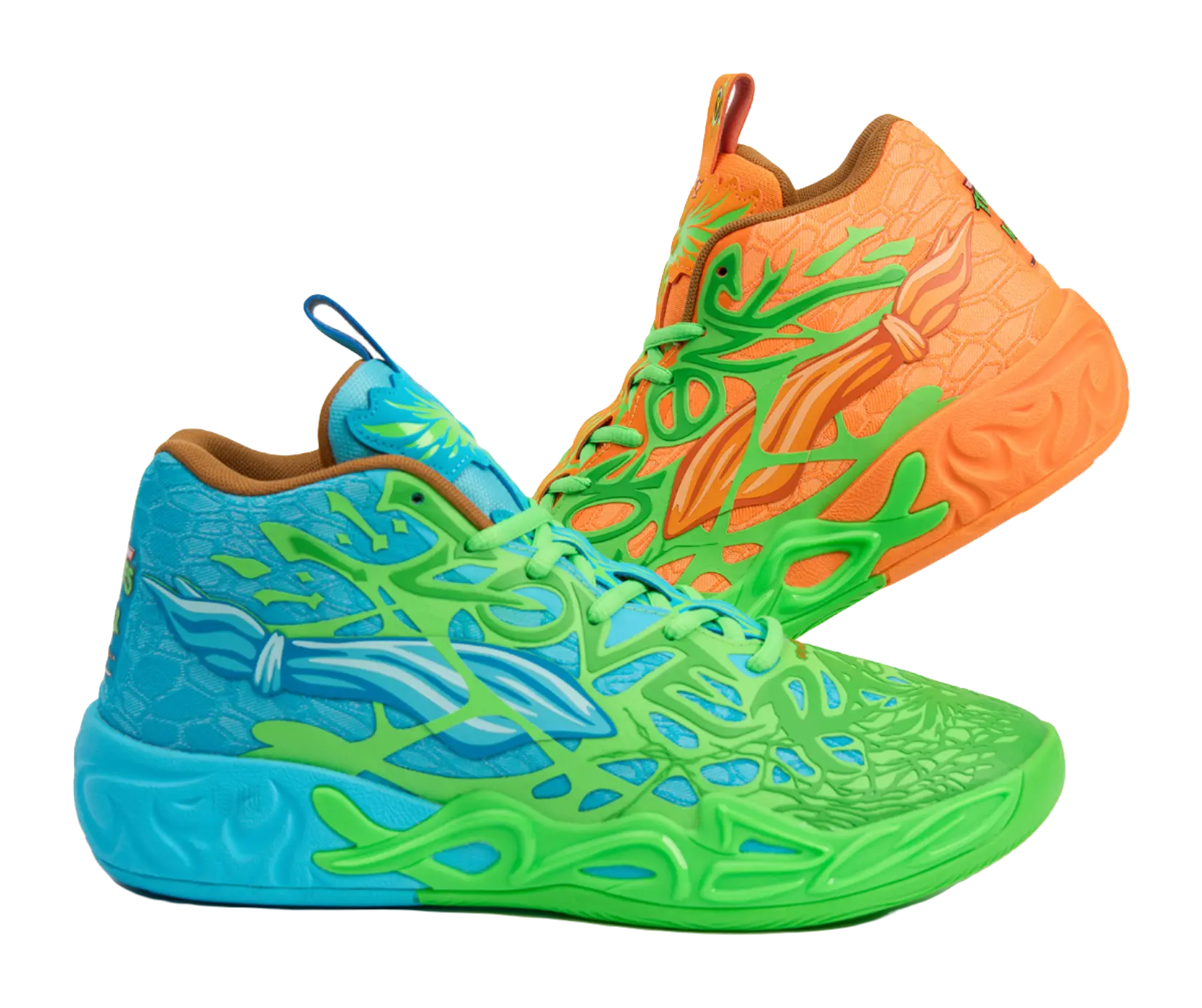 PUMA x LaMelo Ball MB.04 "Leonardo & Michelangelo" - Basketball Shoes for Men and Women in Green, Orange, and Blue  vjsneaker.com