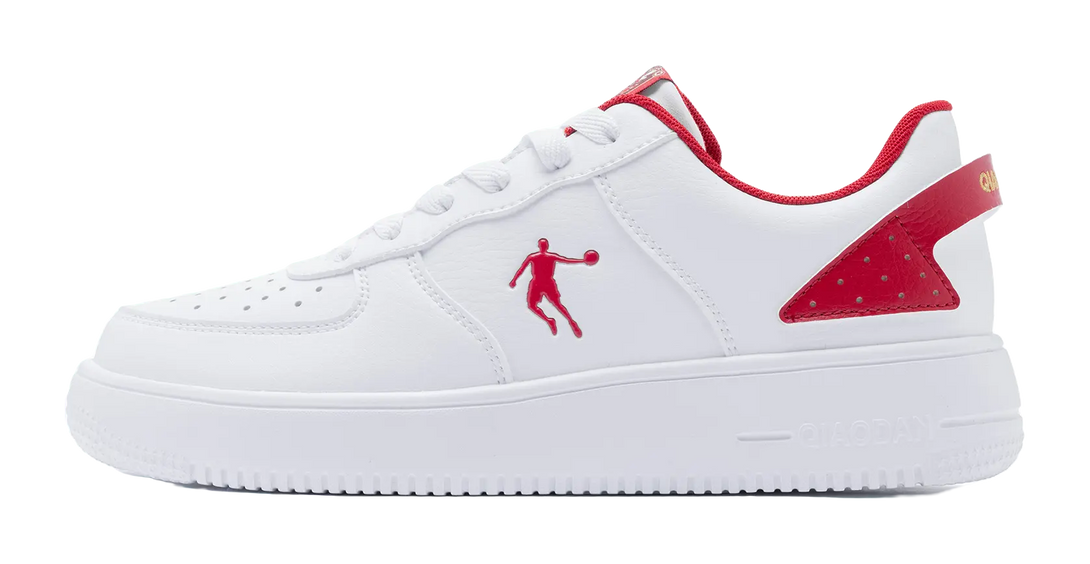 QIAODAN Air Force One Skateboard Shoes Men's Low top White Red 