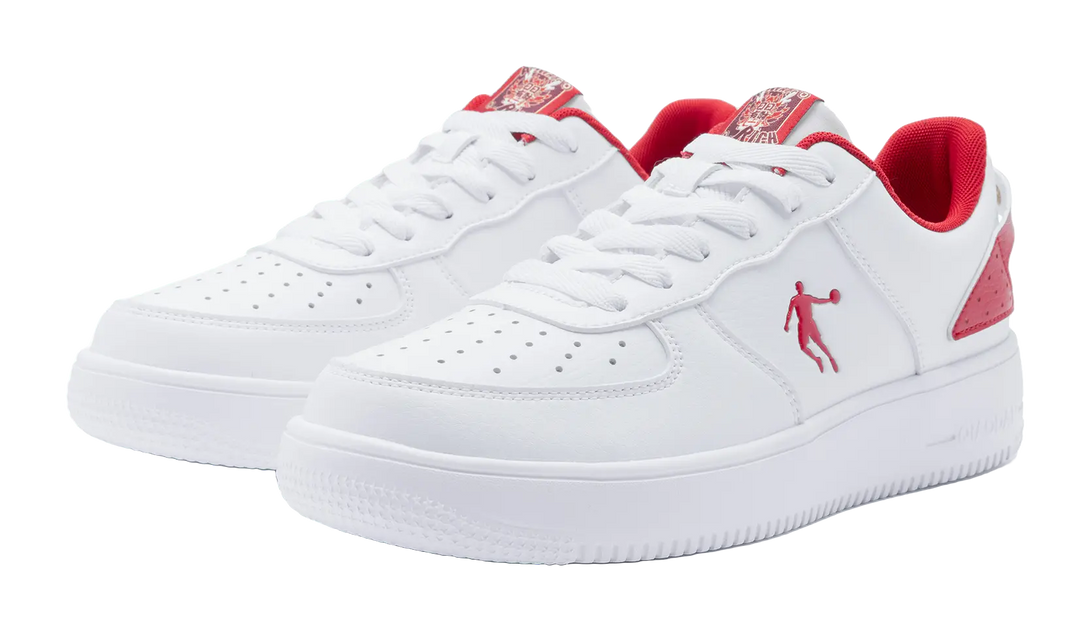 QIAODAN Air Force One Skateboard Shoes Men's Low top White Red 