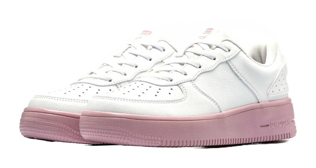 QIAODAN Air Force One Skateboard Shoes Women's Low top White Pink 