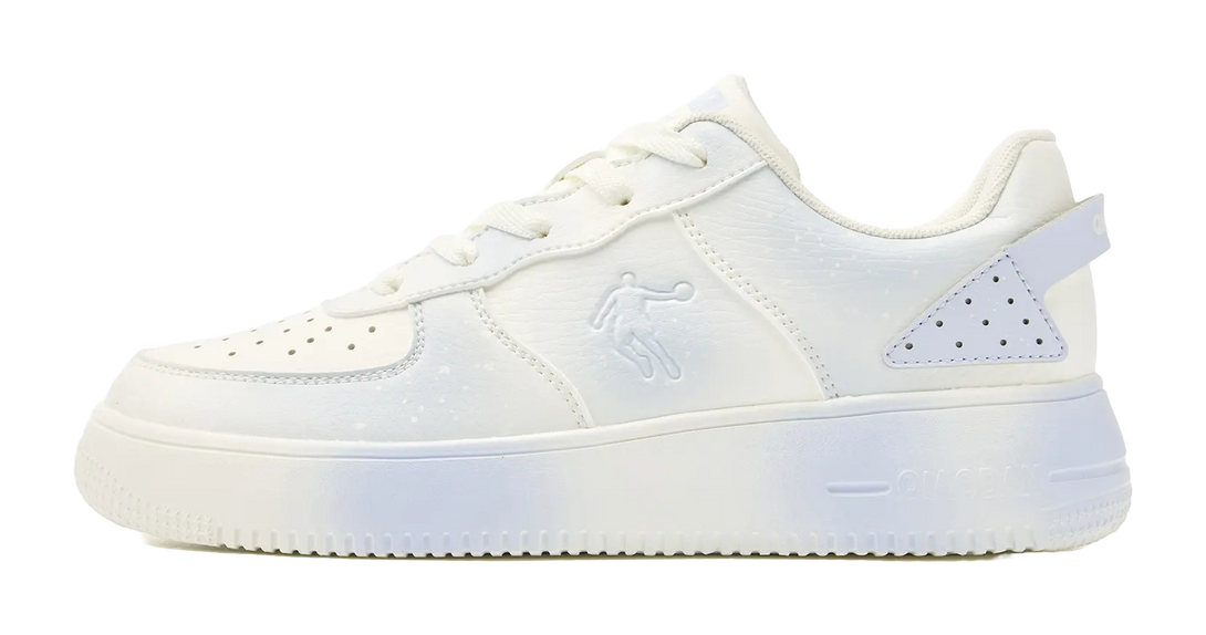 QIAODAN Air Force One Slip Resistant Abrasion Resistant Low top Skateboard Shoes Women's White Blue 