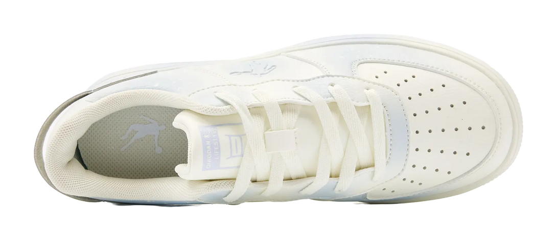 QIAODAN Air Force One Slip Resistant Abrasion Resistant Low top Skateboard Shoes Women's White Blue 