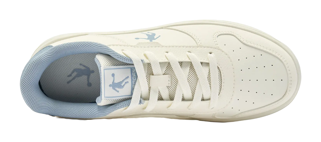 QIAODAN Anti-Slip And Wear-Resistant Coverage Low-Top Skateboard Shoes Women's Beige Blue 