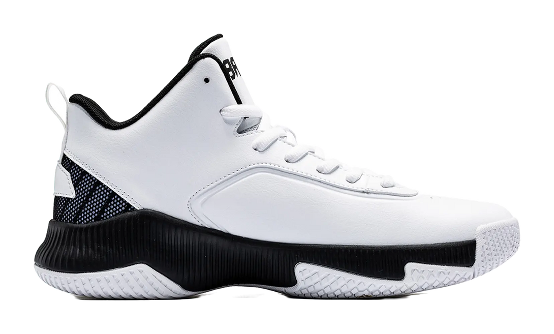QIAODAN Basketball Shoes Mens Mid top Black White 
