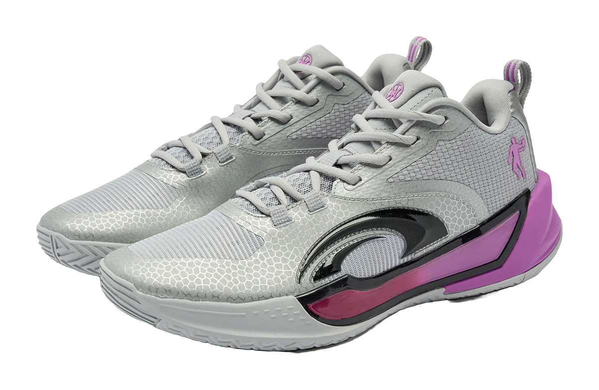 QIAODAN Battle Sword 7 TEAM Cushioning Anti-Slip And Wear-Resistant Low-Top Basketball Shoes Mens Gray Purple 