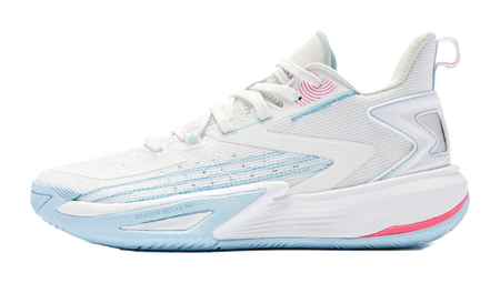 QIAODAN Coverage Grip Lightweight Breathable Low Top Basketball Shoes Mens White Blue 