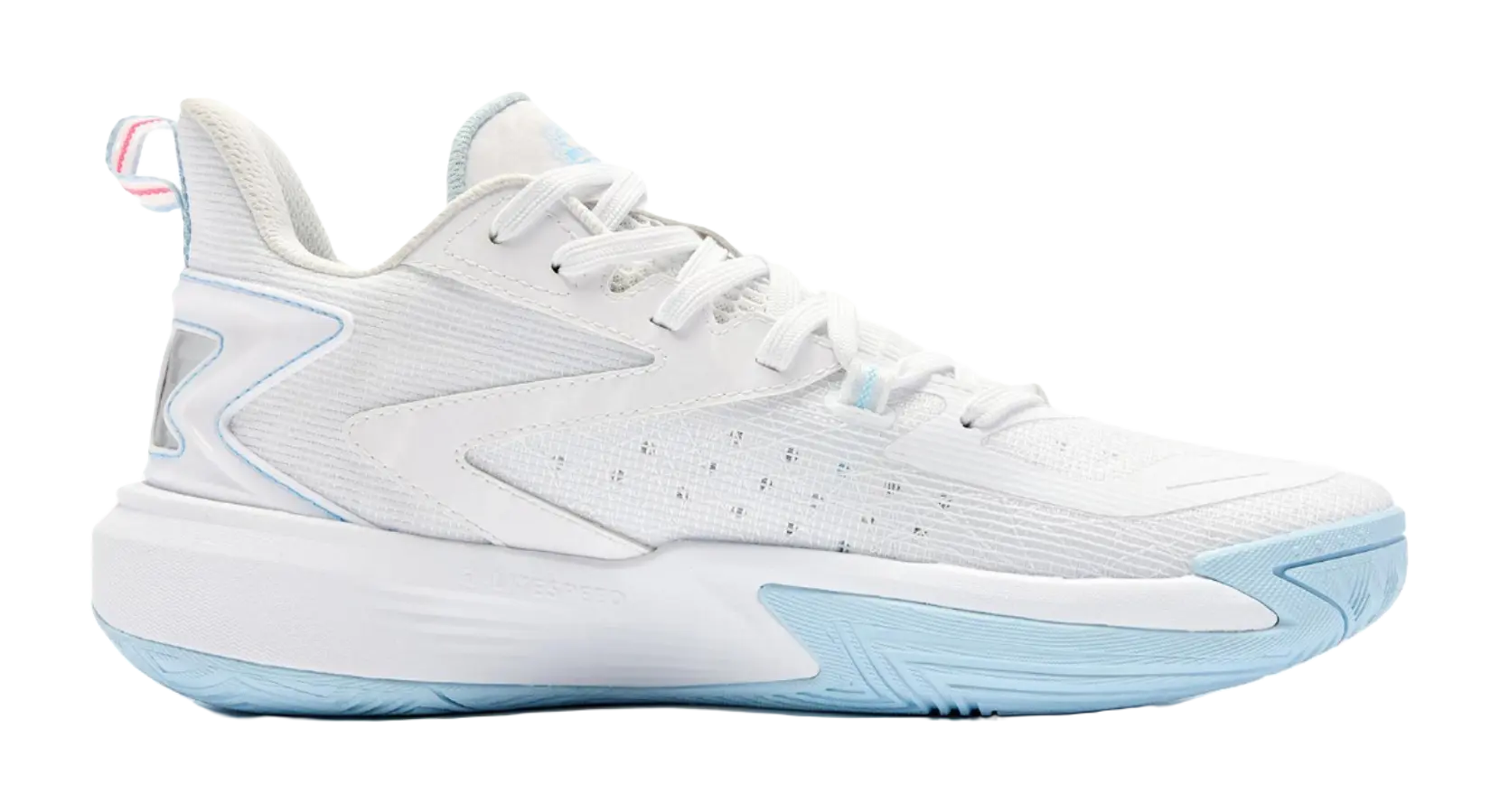 QIAODAN Coverage Grip Lightweight Breathable Low Top Basketball Shoes Mens White Blue 