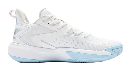 QIAODAN Coverage Grip Lightweight Breathable Low Top Basketball Shoes Mens White Blue 