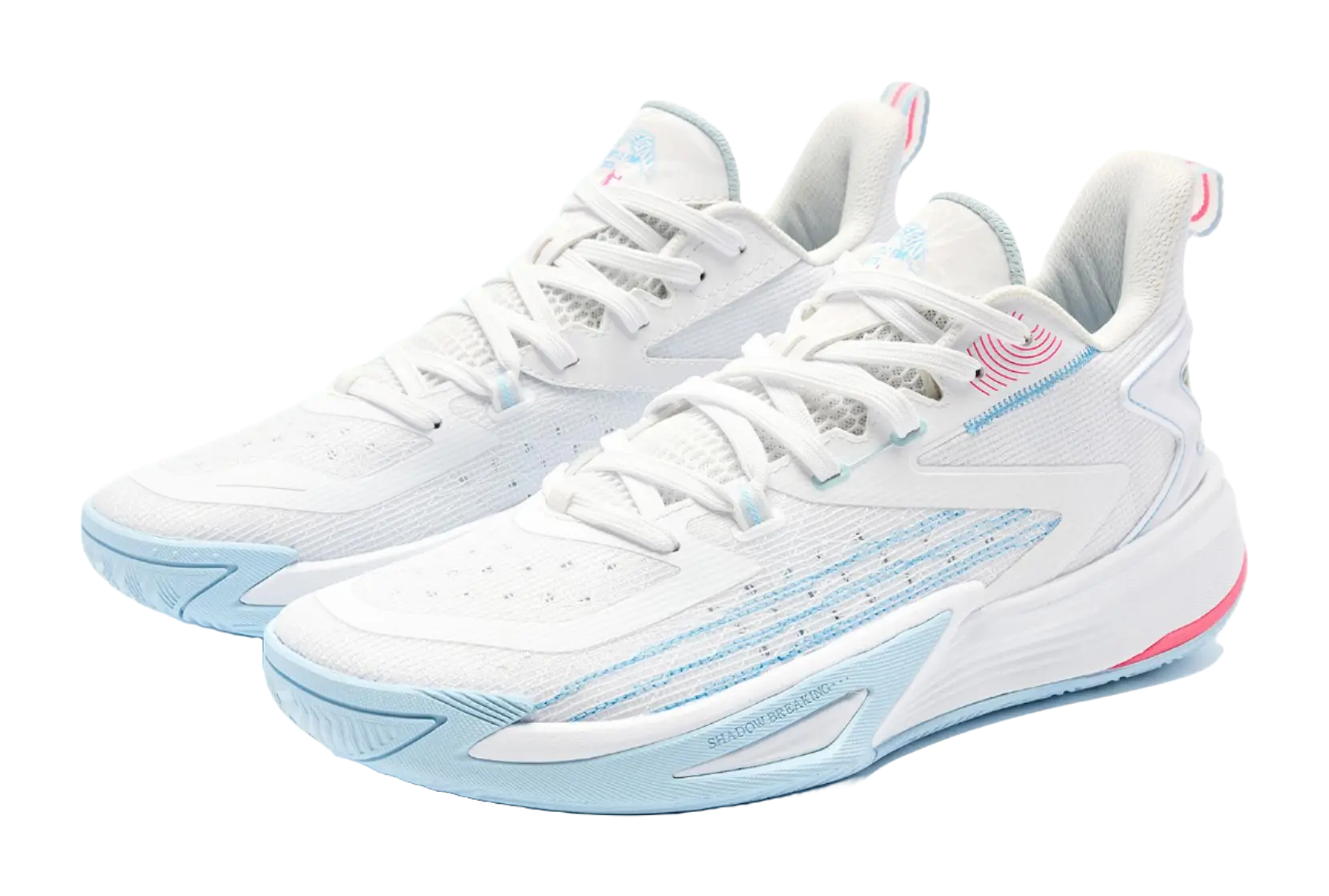 QIAODAN Coverage Grip Lightweight Breathable Low Top Basketball Shoes Mens White Blue 