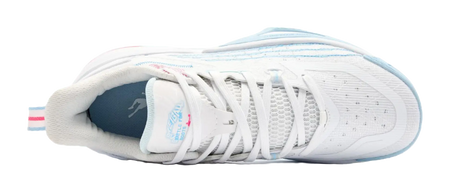 QIAODAN Coverage Grip Lightweight Breathable Low Top Basketball Shoes Mens White Blue 