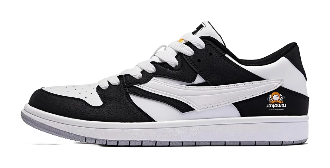 QIAODAN Coverage Slip Resistant, Abrasion Resistant, Lightweight, Breathable Low top Skateboard Shoes Men's Black White 