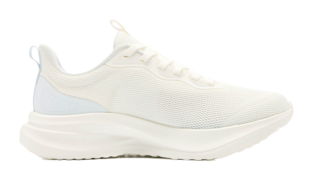 QIAODAN Cushioned Slip-Resistant Abrasion-Resistant Low-Top Casual Running Shoes Women's White Blue 