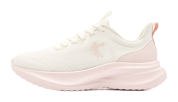 QIAODAN Cushioned Slip-Resistant Abrasion-Resistant Low-Top Casual Running Shoes Women's White Pink 
