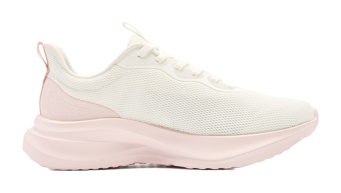 QIAODAN Cushioned Slip-Resistant Abrasion-Resistant Low-Top Casual Running Shoes Women's White Pink 
