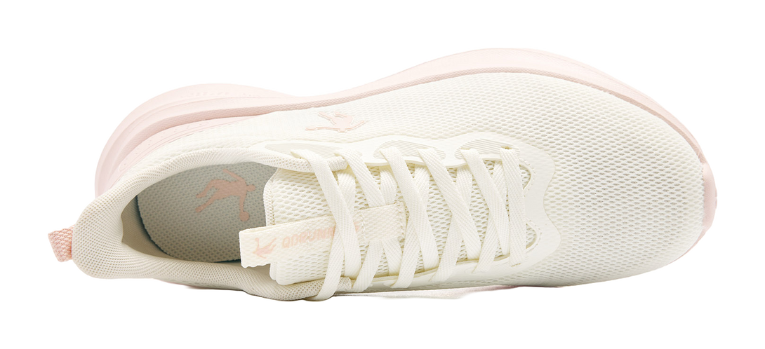 QIAODAN Cushioned Slip-Resistant Abrasion-Resistant Low-Top Casual Running Shoes Women's White Pink 
