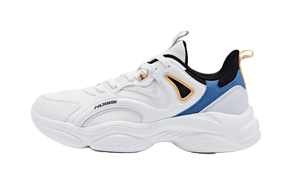 QIAODAN Cushioned Slip Resistant Low Top Sprint Long Distance Running Training Running Shoes Men's White Blue 