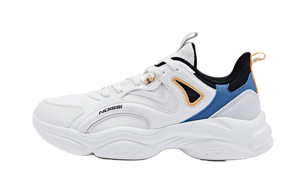 QIAODAN Cushioned Slip Resistant Low Top Sprint Long Distance Running Training Running Shoes Men's White Blue 