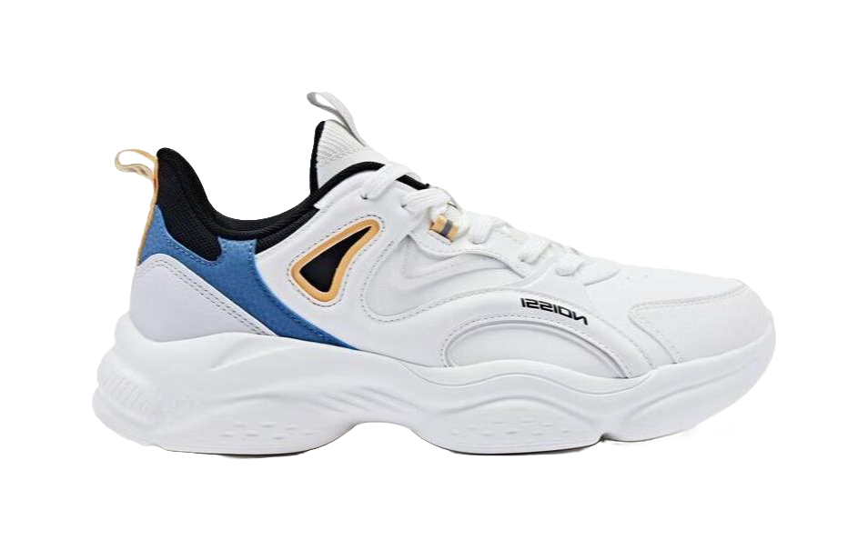 QIAODAN Cushioned Slip Resistant Low Top Sprint Long Distance Running Training Running Shoes Men's White Blue 