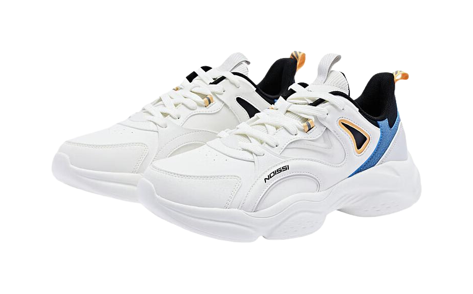 QIAODAN Cushioned Slip Resistant Low Top Sprint Long Distance Running Training Running Shoes Men's White Blue 