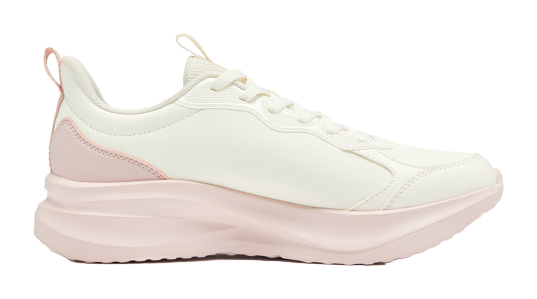 QIAODAN Cushioning, Slip Resistant, Lightweight Low top Casual Sprint Running Shoes Women's White Pink 