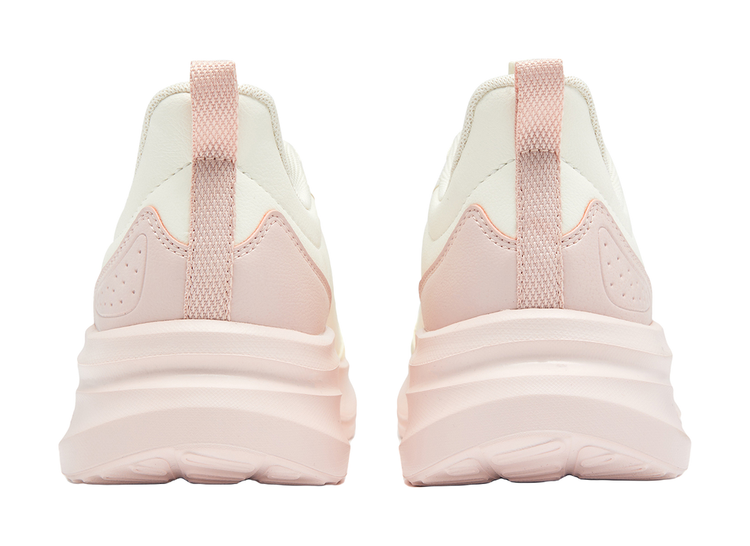 QIAODAN Cushioning, Slip Resistant, Lightweight Low top Casual Sprint Running Shoes Women's White Pink 